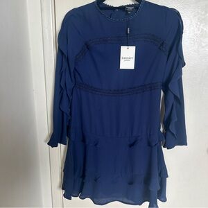 Bardot Navy Girls Ruffle Detail Shift Dress size 16